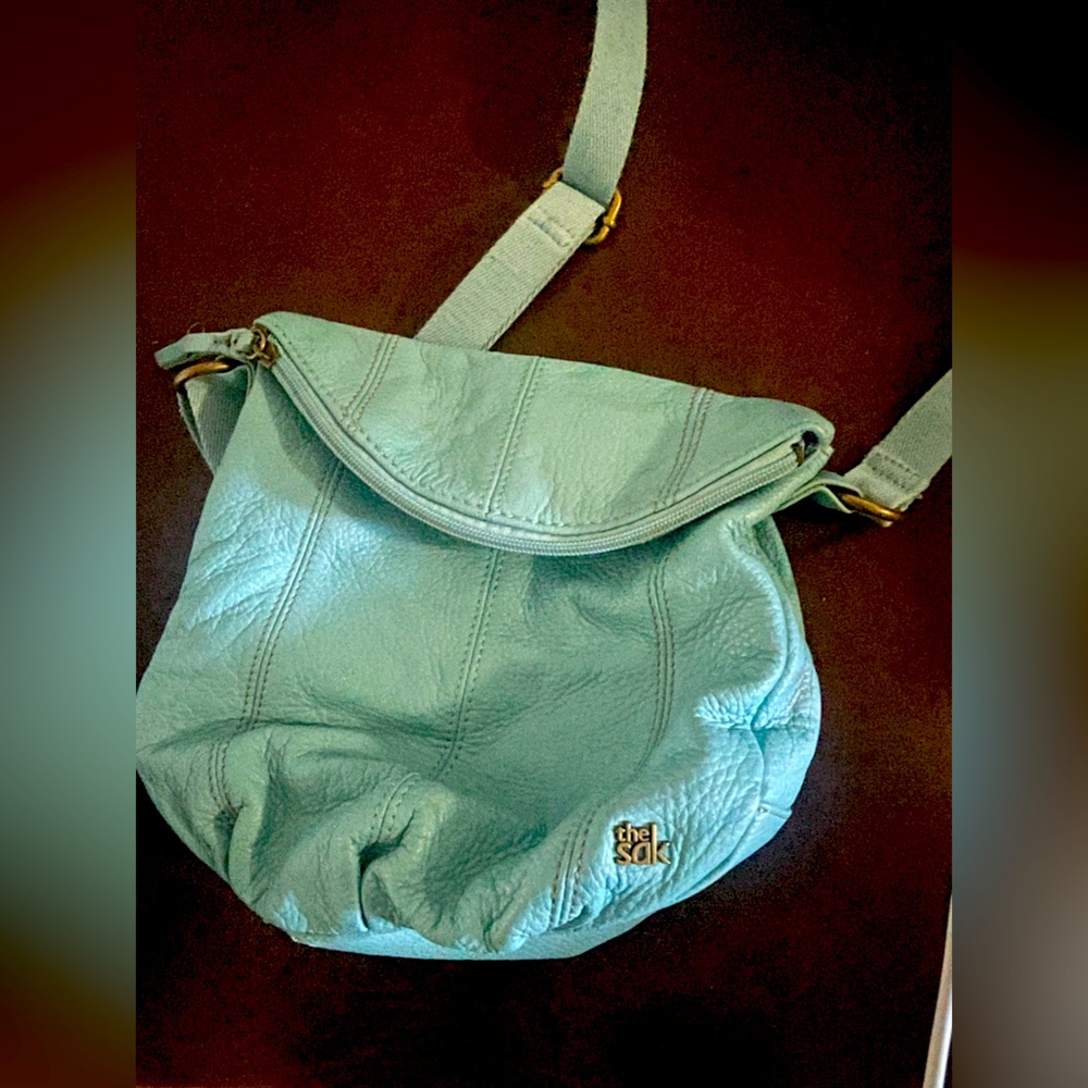 The Sak Deena Foldover Crossbody/Shoulder Bag Vintage Teal Blue/Green